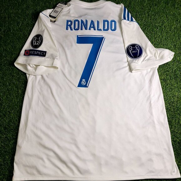 Cristiano Ronaldo Real Madrid 2017 2018 LAST GAME FINAL Soccer Jersey BNWT XL - Picture 1 of 11